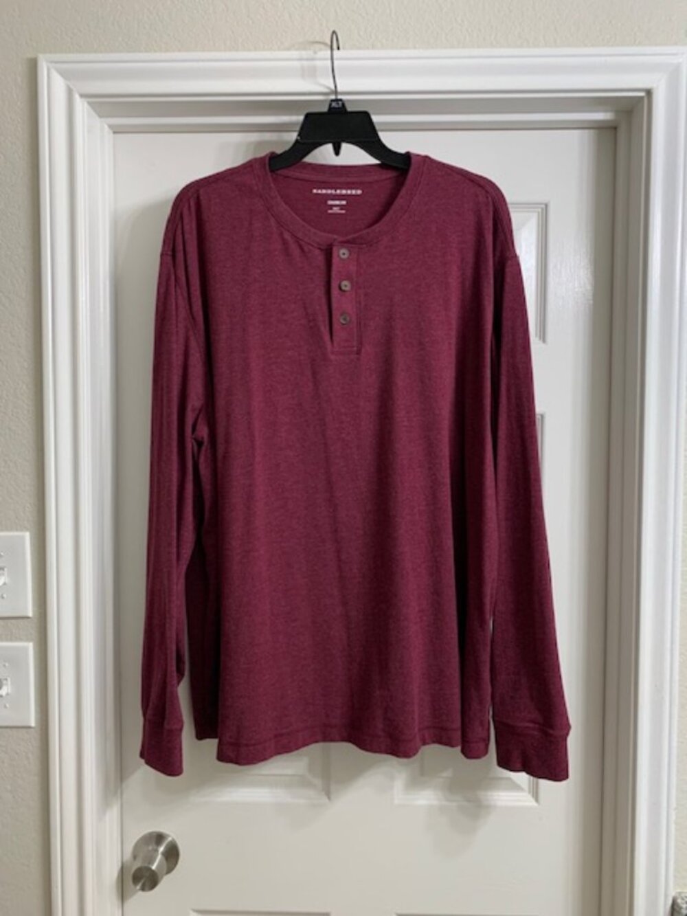 Saddlebred Flex Carbon Men's Burgundy Color Henley Shirt, Size 3XLT